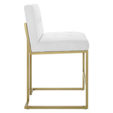 Privy Counter Stool Upholstered Fabric Set of 2 Gold White EEI-5571-GLD-WHI