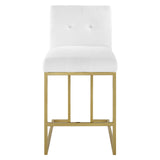 Privy Counter Stool Upholstered Fabric Set of 2 Gold White EEI-5571-GLD-WHI