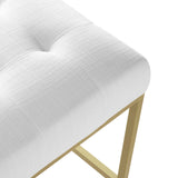 Privy Counter Stool Upholstered Fabric Set of 2 Gold White EEI-5571-GLD-WHI