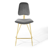 Ponder Bar Stool Performance Velvet Set of 2 Gray EEI-5573-GRY