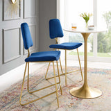 Ponder Bar Stool Performance Velvet Set of 2 Navy EEI-5573-NAV