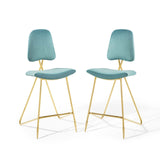 Ponder Bar Stool Performance Velvet Set of 2 Sea Blue EEI-5573-SEA