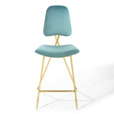 Ponder Bar Stool Performance Velvet Set of 2 Sea Blue EEI-5573-SEA