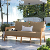 Modway Furniture Brisbane Teak Wood Outdoor Patio Loveseat XRXT Natural Light Brown EEI-5601-NAT-LBR
