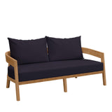 Modway Furniture Brisbane Teak Wood Outdoor Patio Loveseat XRXT Natural Navy EEI-5601-NAT-NAV