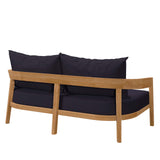 Modway Furniture Brisbane Teak Wood Outdoor Patio Loveseat XRXT Natural Navy EEI-5601-NAT-NAV