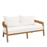 Modway Furniture Brisbane Teak Wood Outdoor Patio Loveseat XRXT Natural White EEI-5601-NAT-WHI
