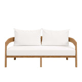 Modway Furniture Brisbane Teak Wood Outdoor Patio Loveseat XRXT Natural White EEI-5601-NAT-WHI