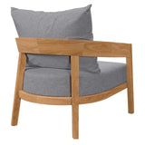 Modway Furniture Brisbane Teak Wood Outdoor Patio Armchair XRXT Natural Gray EEI-5602-NAT-GRY