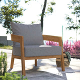 Modway Furniture Brisbane Teak Wood Outdoor Patio Armchair XRXT Natural Gray EEI-5602-NAT-GRY