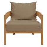 Modway Furniture Brisbane Teak Wood Outdoor Patio Armchair XRXT Natural Light Brown EEI-5602-NAT-LBR