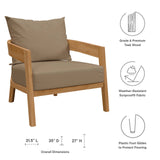 Modway Furniture Brisbane Teak Wood Outdoor Patio Armchair XRXT Natural Light Brown EEI-5602-NAT-LBR