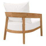 Modway Furniture Brisbane Teak Wood Outdoor Patio Armchair XRXT Natural White EEI-5602-NAT-WHI
