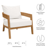 Modway Furniture Brisbane Teak Wood Outdoor Patio Armchair XRXT Natural White EEI-5602-NAT-WHI