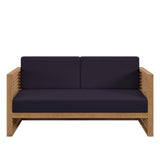 Modway Furniture Carlsbad Teak Wood Outdoor Patio Loveseat XRXT Natural Navy EEI-5605-NAT-NAV