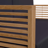 Modway Furniture Carlsbad Teak Wood Outdoor Patio Loveseat XRXT Natural Navy EEI-5605-NAT-NAV