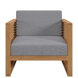 Modway Furniture Carlsbad Teak Wood Outdoor Patio Armchair XRXT Natural Gray EEI-5606-NAT-GRY