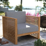 Modway Furniture Carlsbad Teak Wood Outdoor Patio Armchair XRXT Natural Gray EEI-5606-NAT-GRY