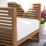 Modway Furniture Carlsbad Teak Wood Outdoor Patio Armchair XRXT Natural White EEI-5606-NAT-WHI