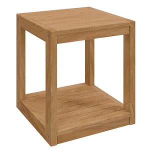 Modway Furniture Carlsbad Teak Wood Outdoor Patio Side Table XRXT Natural EEI-5607-NAT