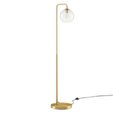 Modway Furniture Silo Glass Globe Glass and Metal Floor Lamp XRXT Satin Brass EEI-5616-SBR