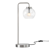 Modway Furniture Silo Glass Globe Glass and Metal Table Lamp XRXT Satin Nickel EEI-5617-SNL