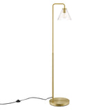 Modway Furniture Element Transparent Glass Glass and Metal Floor Lamp XRXT Satin Brass EEI-5618-SBR