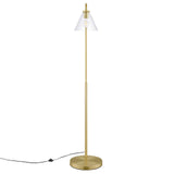 Modway Furniture Element Transparent Glass Glass and Metal Floor Lamp XRXT Satin Brass EEI-5618-SBR