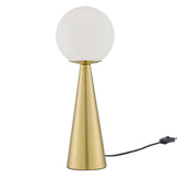 Modway Furniture Apex Glass Globe Glass Table Lamp XRXT White Satin Brass EEI-5621-WHI-SBR