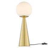 Modway Furniture Apex Glass Globe Glass Table Lamp XRXT White Satin Brass EEI-5621-WHI-SBR