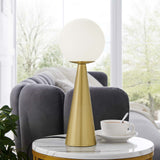 Modway Furniture Apex Glass Globe Glass Table Lamp XRXT White Satin Brass EEI-5621-WHI-SBR