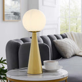 Modway Furniture Apex Glass Globe Glass Table Lamp XRXT White Satin Brass EEI-5621-WHI-SBR