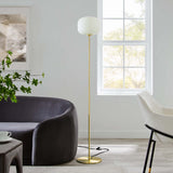 Modway Furniture Reprise Glass Sphere Glass and Metal Floor Lamp XRXT White Satin Brass EEI-5623-WHI-SBR
