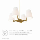 Modway Furniture Mercer 4-Light Pendant Light 0423 White Satin Brass EEI-5640-WHI-SBR