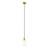 Modway Furniture Beacon 1-Light Pendant Light 0423 Clear Satin Brass EEI-5644-CLR-SBR