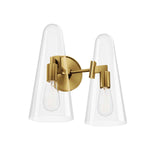 Modway Furniture Beacon 2-Light Wall Sconce 0423 Clear Satin Brass EEI-5646-CLR-SBR