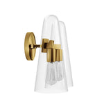 Modway Furniture Beacon 2-Light Wall Sconce 0423 Clear Satin Brass EEI-5646-CLR-SBR