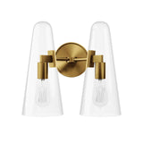 Modway Furniture Beacon 2-Light Wall Sconce 0423 Clear Satin Brass EEI-5646-CLR-SBR