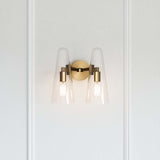 Modway Furniture Beacon 2-Light Wall Sconce 0423 Clear Satin Brass EEI-5646-CLR-SBR