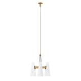 Modway Furniture Beacon 3-Light Pendant Light 0423 Opal Satin Brass EEI-5647-OPA-SBR