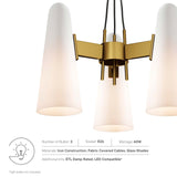 Modway Furniture Beacon 3-Light Pendant Light 0423 Opal Satin Brass EEI-5647-OPA-SBR