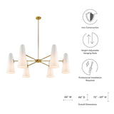 Modway Furniture Beacon 6-Light Chandelier 0423 Opal Satin Brass EEI-5648-OPA-SBR