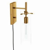 Modway Furniture Skylark Wall Sconce 0423 Clear Satin Brass EEI-5650-CLR-SBR