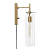 Modway Furniture Skylark Wall Sconce 0423 Clear Satin Brass EEI-5650-CLR-SBR