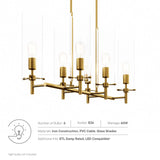 Modway Furniture Skylark 6-Light Chandelier 0423 Clear Satin Brass EEI-5651-CLR-SBR