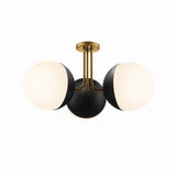 Modway Furniture Stellar 3-Light Semi-Flush Ceiling Light 0423 Opal Satin Brass EEI-5656-OPA-SBR