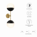 Modway Furniture Stellar 2-Light Wall Sconce 0423 Opal Satin Brass EEI-5657-OPA-SBR