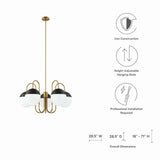 Modway Furniture Stellar 5-Light Chandelier 0423 Opal Satin Brass EEI-5658-OPA-SBR