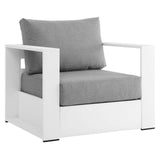 Tahoe Outdoor Patio Powder-Coated Aluminum Armchair White Gray EEI-5675-WHI-GRY