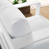 Tahoe Outdoor Patio Powder-Coated Aluminum Armchair White White EEI-5675-WHI-WHI